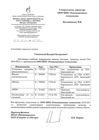 ОАО ЦЕНТРЭНЕРГОГАЗ (Югорск) - 2012